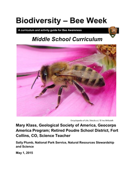 Biodiversity – Bee Week a Curriculum and Activity Guide for Bee Awareness Middle School Curriculum