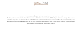 The Long Table Menu