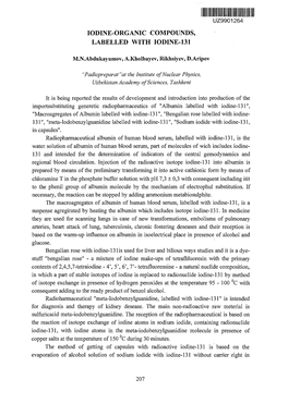 Iodine-Organic Compounds, Labelled with Iodine-131