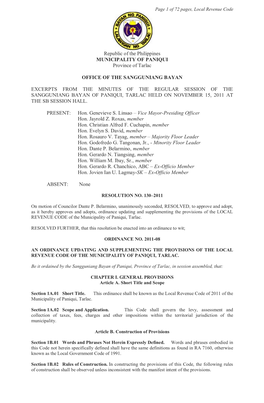 ORDINANCE No. 2011-008-Local Revenue Code