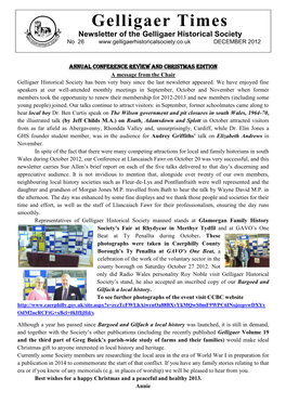 Gelligaer Times Newsletter of the Gelligaer Historical Society No 26 DECEMBER 2012