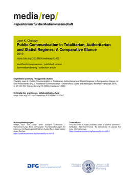 Public Communication in Totalitarian, Authoritarian and Statist Regimes: a Comparative Glance 2010