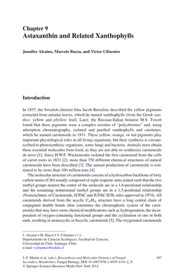 Astaxanthin and Related Xanthophylls