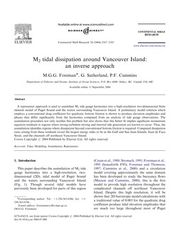 M2 Tidal Dissipation Around Vancouver Island: an Inverse Approach