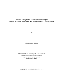 Thermal Design and Analysis Methodologies Applied to the DAUNTLESS Bus and Ghgsat-C Microsatellite