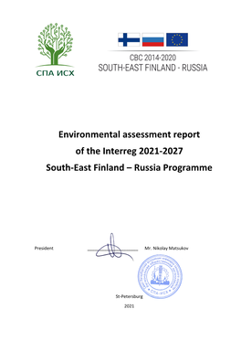 Environmental Assessment Report of the Interreg 2021-2027 South-East Finland – Russia Programme