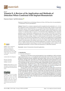 Vitamin E: a Review of Its Application and Methods of Detection When Combined with Implant Biomaterials