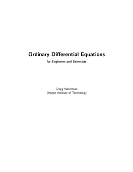 Ordinary Differential Equations