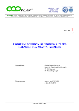 Program Ochrony Środowiska Przed Hałasem Dla Miasta Szczecin