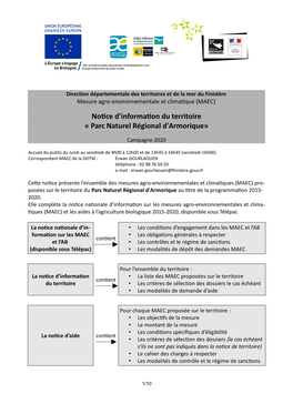 (MAEC) Notice D’Information Du Territoire « Parc Naturel Régional D'armorique»