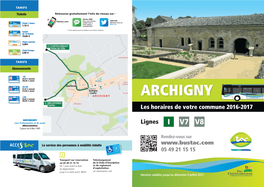 ARCHIGNY 20,50 Mensuel 205,00 Annuel Les Horaires De Votre Commune 2016-2017