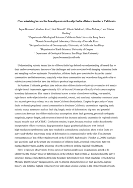 Characterizing Hazard for Low-Slip-Rate Strike-Slip Faults Offshore Southern California