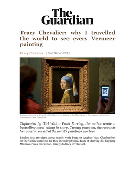 Tracy Chevalier: Why I Travelled the World to See Every Vermeer Painting