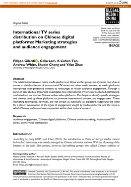 International TV Series Distribution on Chinese Digital Platforms: Marketing