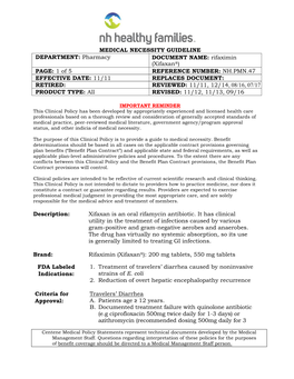 Rifaximin (Xifaxan®) PAGE: 1 of 5 REFERENCE NUMBER