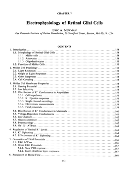 Electrophysiology of Retinal Glial Cells