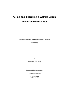 A Welfare Citizen in the Danish Folkeskole