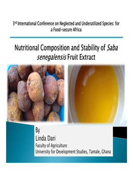 Nutritional Composition of Saba Senegalensis Linda Dari