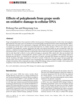 Effects of Polyphenols from Grape Seeds on Oxidative Damage to Cellular DNA