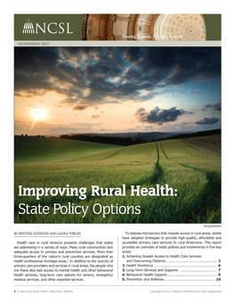 Improving Rural Health: State Policy Options