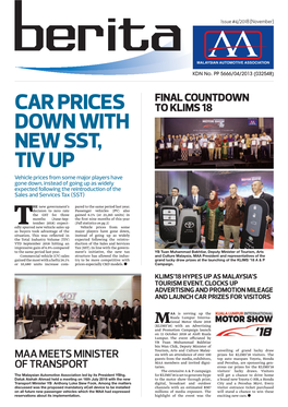 Car Prices Down with New Sst, Tiv Up