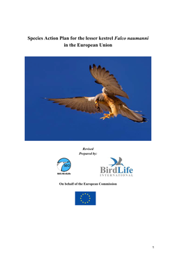 Species Action Plan for the Lesser Kestrel Falco Naumanni in the European Union