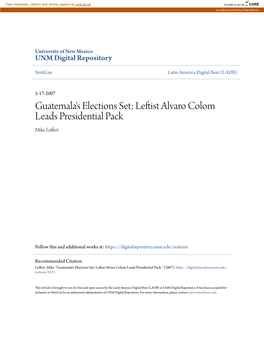 Leftist Alvaro Colom Leads Presidential Pack Mike Leffert