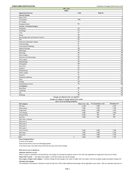 PARAS HMRI HOSPITALPATNA Schedule of Charges 2016 Version 2.02 SOC- 2.02 INDEX Department/Services Code Page No