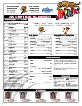 2012-13 Men's Basketball Game Notes