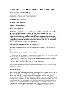 V95/03161 [1995] RRTA 2134 (22 September 1995)