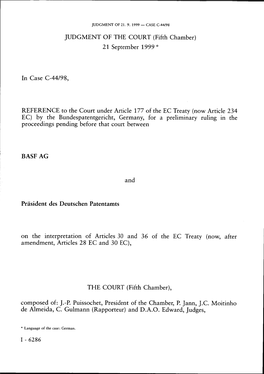 JUDGMENT of the COURT (Fifth Chamber) 21 September 1999 *