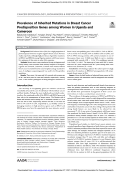 Prevalence of Inherited Mutations in Breast Cancer Predisposition