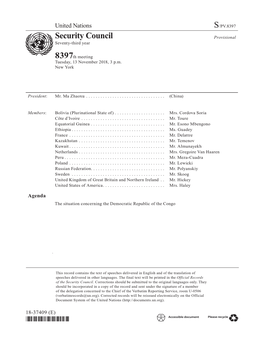 S/PV.8397 the Situation Concerning the Democratic Republic of the Congo 13/11/2018