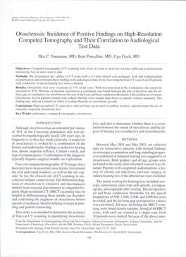 Otosclerosis: Incidence of Positive Findings on High-Resolution Computed Tomography and Their Correlation to Audiological Test Data