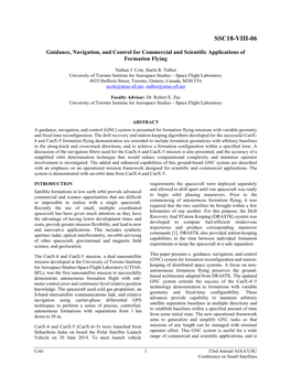 Guidance, Navigation, and Control for Commercial and Scientific Applications of Formation Flying