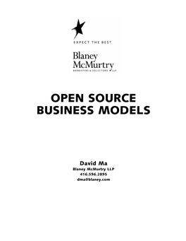 Open Source Business Models