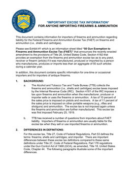 Important Excise Tax Information* for Anyone Importing Firearms & Ammunition