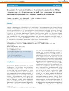 Evaluation of Matrix-Assisted Laser Desorption Ionization-Time-Of-Flight Mass Spectrometry in Comparison to Rpob Gene Sequencing