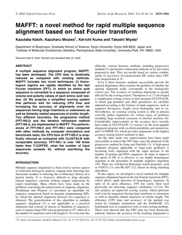 MAFFT: a Novel Method for Rapid Multiple Sequence Alignment Based on Fast Fourier Transform