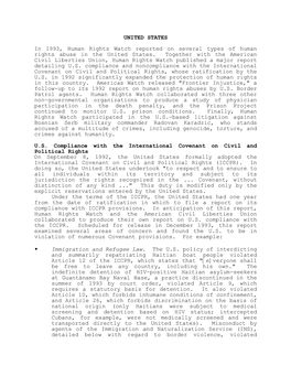 UNITED STATES in 1993, Human Rights Watch Reported on Several