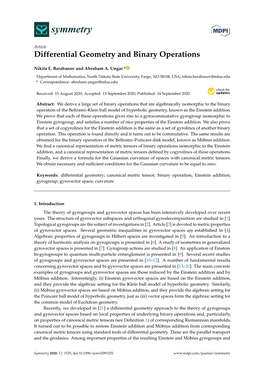 Differential Geometry and Binary Operations