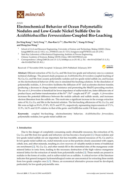 Electrochemical Behavior of Ocean Polymetallic Nodules and Low-Grade Nickel Sulﬁde Ore in Acidithiobacillus Ferrooxidans-Coupled Bio-Leaching