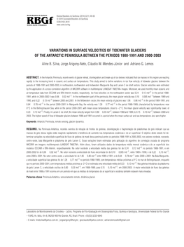 Variations in Surface Velocities of Tidewater Glaciers of the Antarctic Peninsula Between the Periods 1988-1991 and 2000-2003