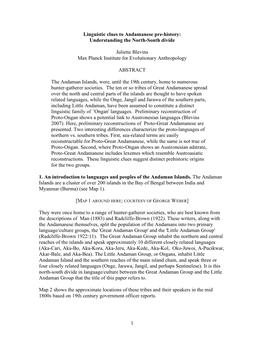 1 Linguistic Clues to Andamanese Pre-History