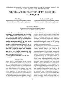 Performance Evaluation of Jpa Based Orm Techniques