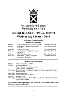 BUSINESS BULLETIN No. 39/2014 Wednesday 5 March 2014