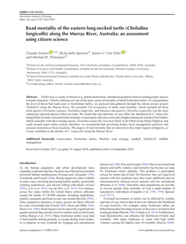 Road Mortality of the Eastern Long-Necked Turtle (Chelodina Longicollis) Along the Murray River, Australia: an Assessment Using Citizen Science