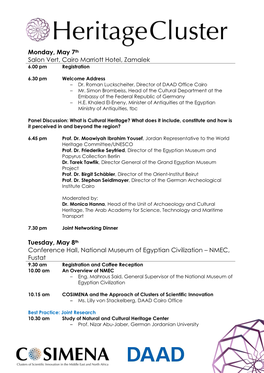 Cultural Heritage Cluster Conference Programme