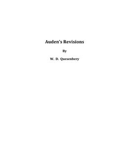 Auden's Revisions