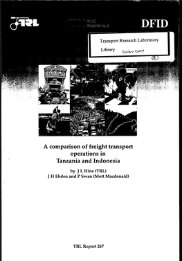 A Comparison of Freight Transport Operations in . Tanzania and Indonesia